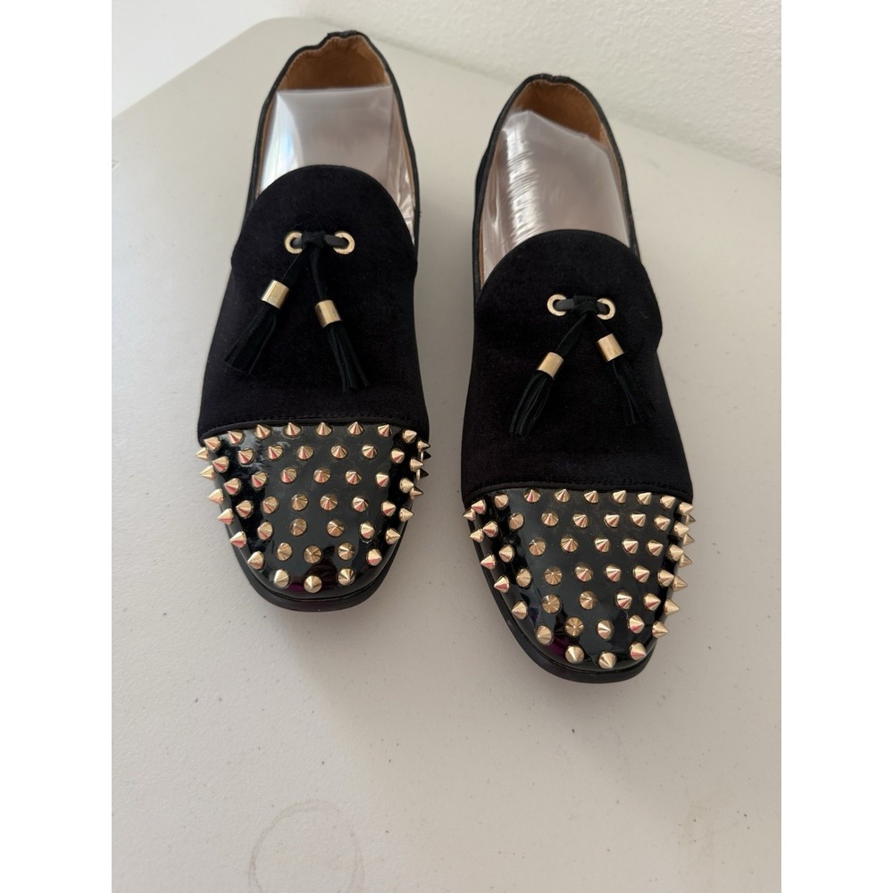 Jitai Mens Black Velvety Spiked Toe Dress Shoes - Size 13